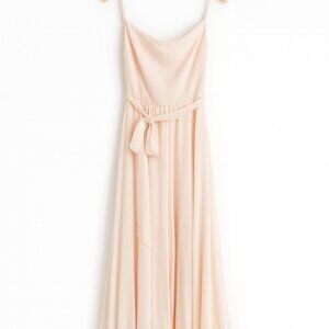 BRAND NEW! - Amsale blush flat chiffon one shoulder gown in Bellini